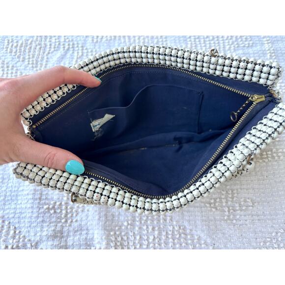 Vintage 1940s Whiting & Davis Purse Alumesh Coin Purse Ivory Metal Mesh - Picture 11 of 12